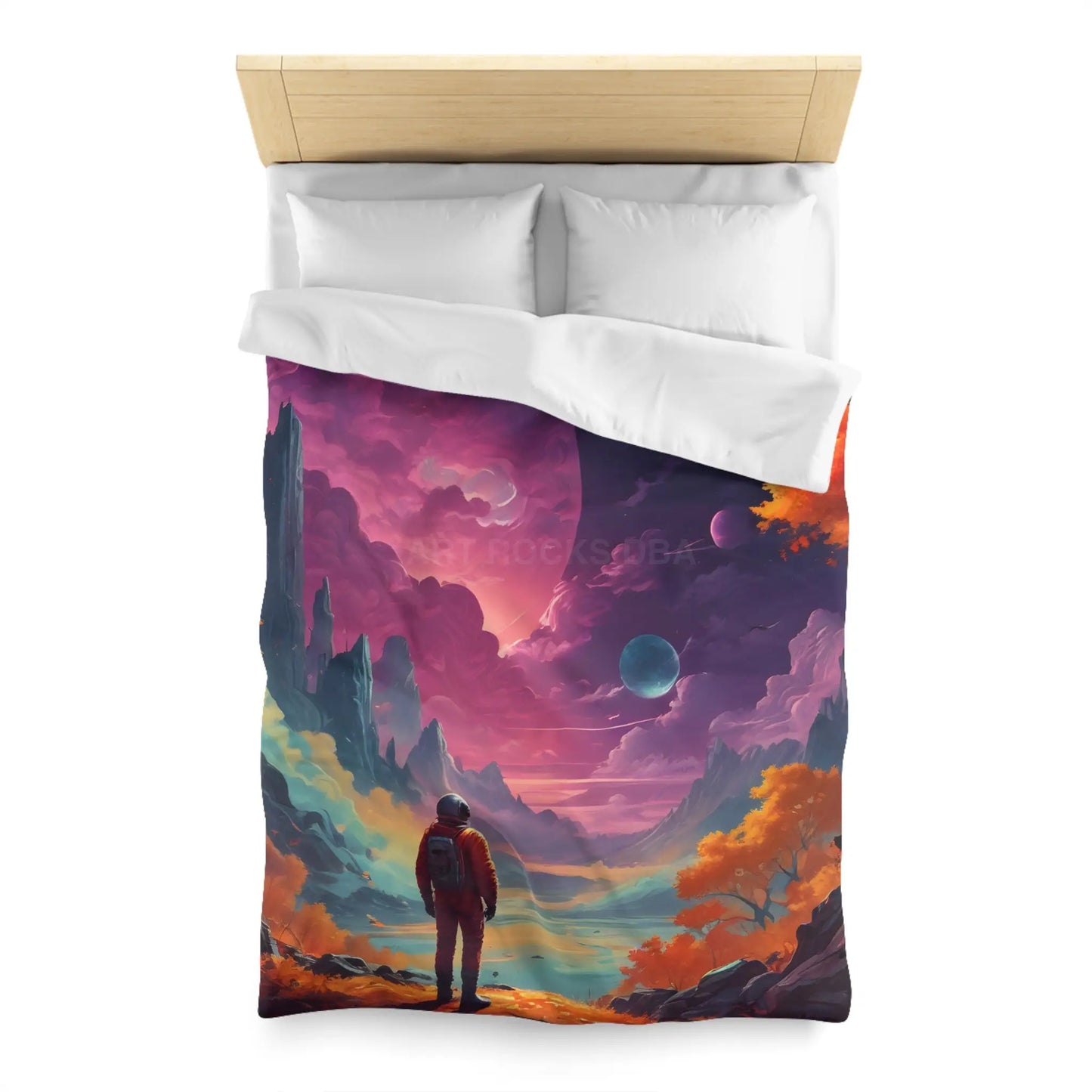 Cosmic Adventure Microfiber Duvet Cover | Space Decor Bedroom Makeover Gift for Astronomers Futuristic Bedding Starry