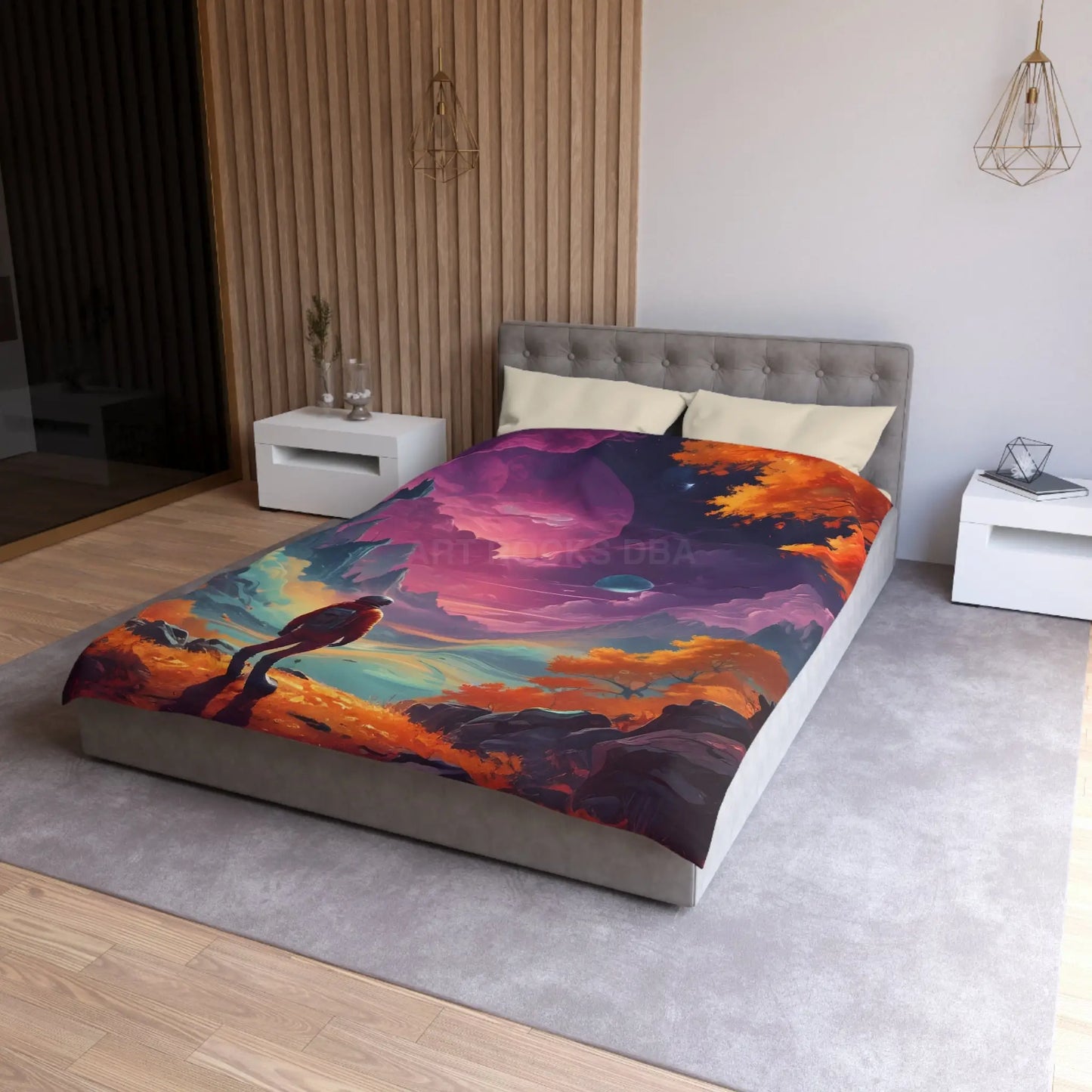 Cosmic Adventure Microfiber Duvet Cover | Space Decor Bedroom Makeover Gift for Astronomers Futuristic Bedding Starry