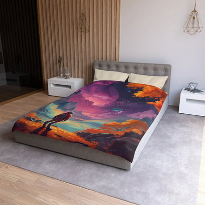 Cosmic Adventure Microfiber Duvet Cover | Space Decor Bedroom Makeover Gift for Astronomers Futuristic Bedding Starry
