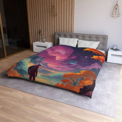Cosmic Adventure Microfiber Duvet Cover | Space Decor Bedroom Makeover Gift for Astronomers Futuristic Bedding Starry