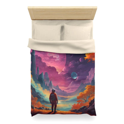 Cosmic Adventure Microfiber Duvet Cover | Space Decor Bedroom Makeover Gift for Astronomers Futuristic Bedding Starry