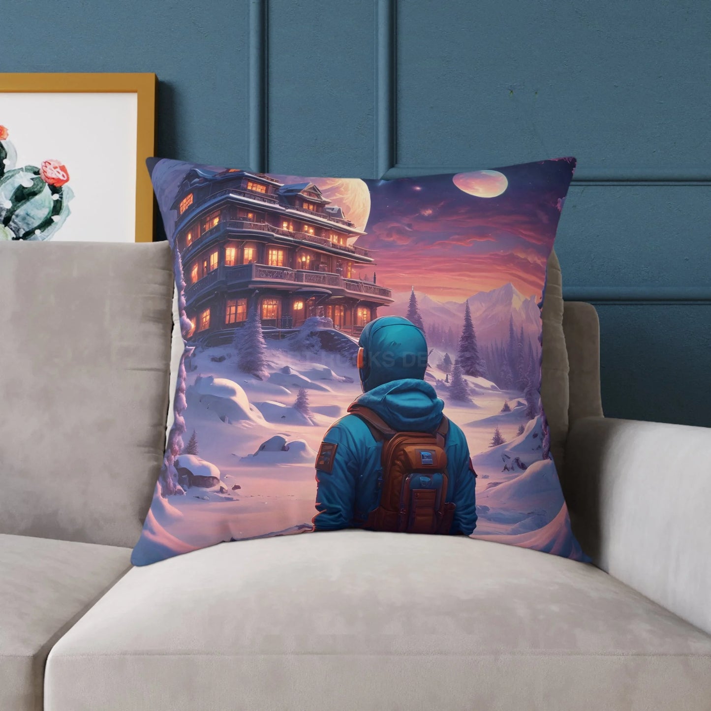 Cosmic Adventure Pillow Decorative Throw Cushion Celestial Decor Unique Home Accent Gift for Space Lovers Cozy