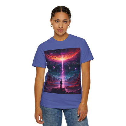 Cosmic Adventure T-shirt Unisex Graphic Tee Space Lover Gift Trendy Lightweight Shirt Universe Art Apparel Dreamy