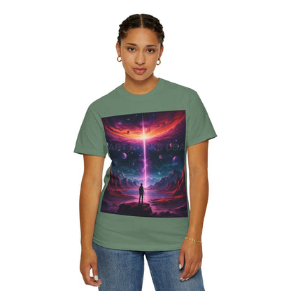 Cosmic Adventure T-shirt Unisex Graphic Tee Space Lover Gift Trendy Lightweight Shirt Universe Art Apparel Dreamy