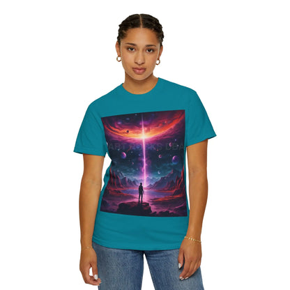 Cosmic Adventure T-shirt Unisex Graphic Tee Space Lover Gift Trendy Lightweight Shirt Universe Art Apparel Dreamy