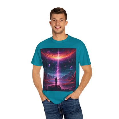 Cosmic Adventure T-shirt Unisex Graphic Tee Space Lover Gift Trendy Lightweight Shirt Universe Art Apparel Dreamy