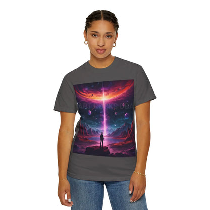 Cosmic Adventure T-shirt Unisex Graphic Tee Space Lover Gift Trendy Lightweight Shirt Universe Art Apparel Dreamy
