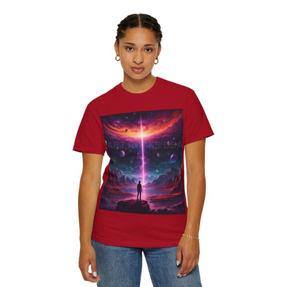 Cosmic Adventure T-shirt Unisex Graphic Tee Space Lover Gift Trendy Lightweight Shirt Universe Art Apparel Dreamy