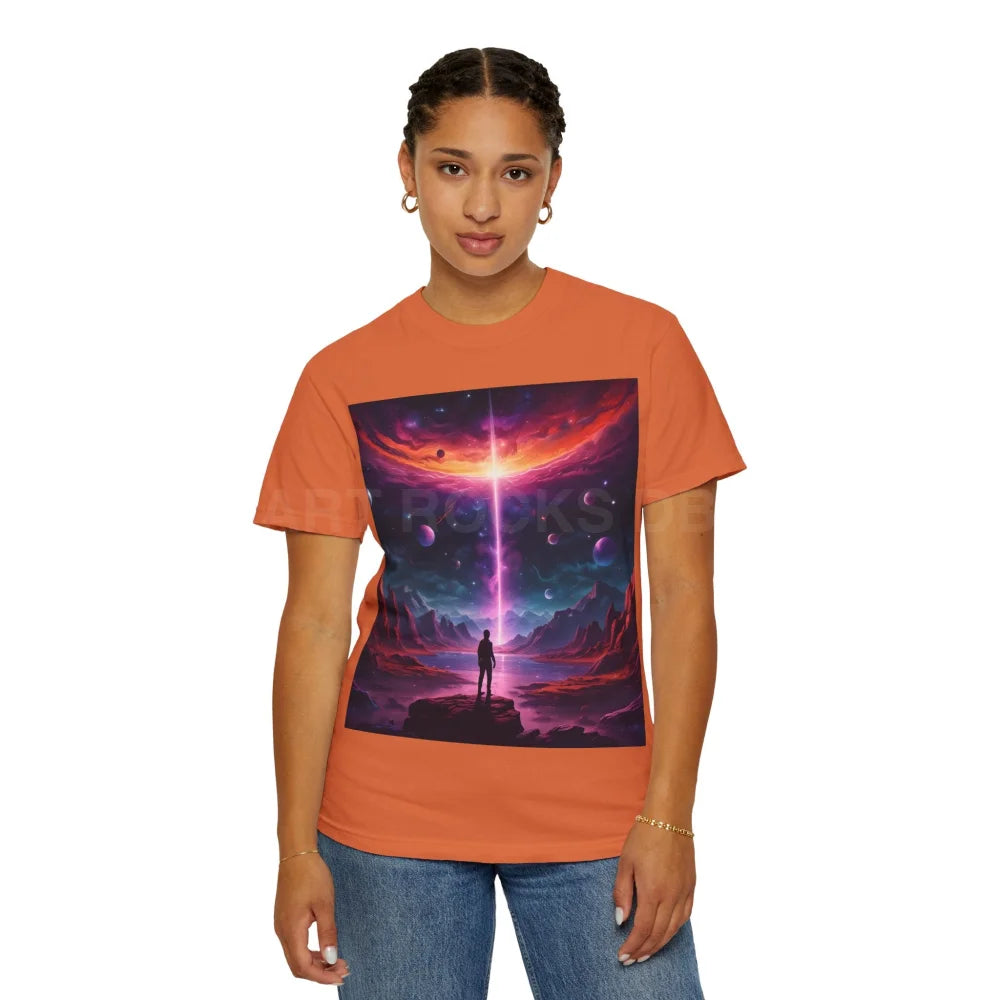 Cosmic Adventure T-shirt Unisex Graphic Tee Space Lover Gift Trendy Lightweight Shirt Universe Art Apparel Dreamy