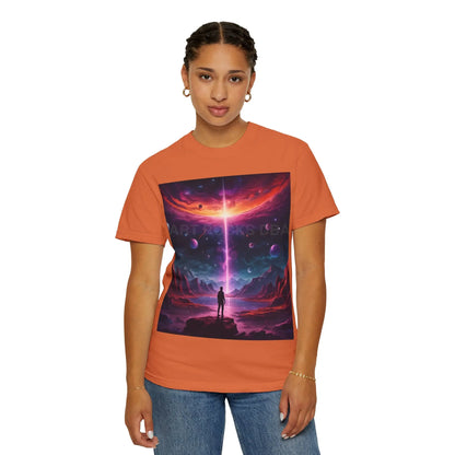 Cosmic Adventure T-shirt Unisex Graphic Tee Space Lover Gift Trendy Lightweight Shirt Universe Art Apparel Dreamy
