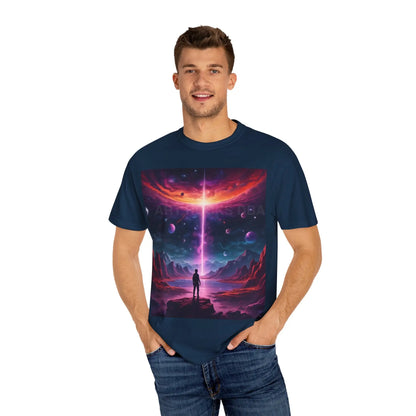 Cosmic Adventure T-shirt Unisex Graphic Tee Space Lover Gift Trendy Lightweight Shirt Universe Art Apparel Dreamy