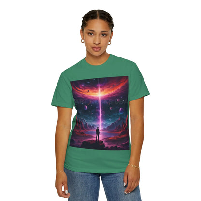 Cosmic Adventure T-shirt Unisex Graphic Tee Space Lover Gift Trendy Lightweight Shirt Universe Art Apparel Dreamy