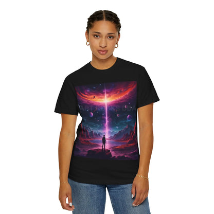 Cosmic Adventure T-shirt Unisex Graphic Tee Space Lover Gift Trendy Lightweight Shirt Universe Art Apparel Dreamy