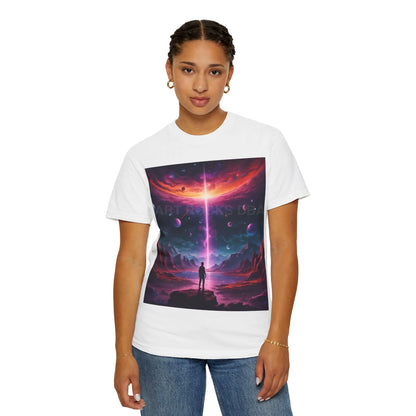 Cosmic Adventure T-shirt Unisex Graphic Tee Space Lover Gift Trendy Lightweight Shirt Universe Art Apparel Dreamy