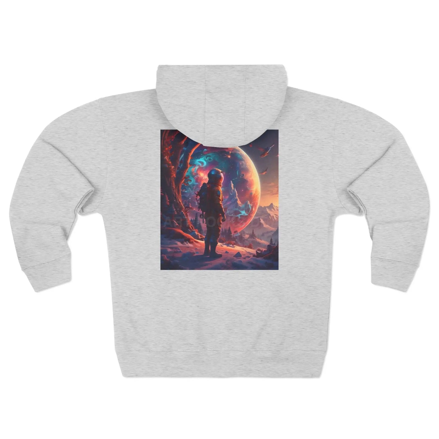 Cosmic Astronaut Back Zip-Up Hoodie - XS / Heather Grey - Hoodie
