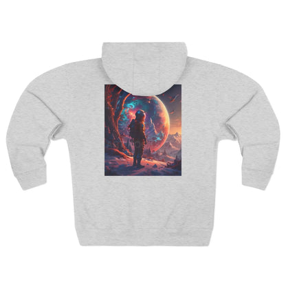 Cosmic Astronaut Back Zip-Up Hoodie - XS / Heather Grey - Hoodie