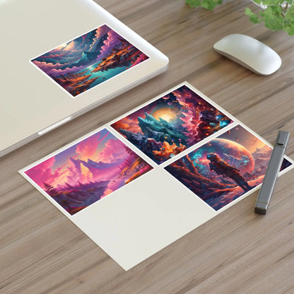 Cosmic Dreamer Sticker Sheets | Space Art Decor Astronaut & Mountain Stickers Planner Accessories Gift for Art Lovers