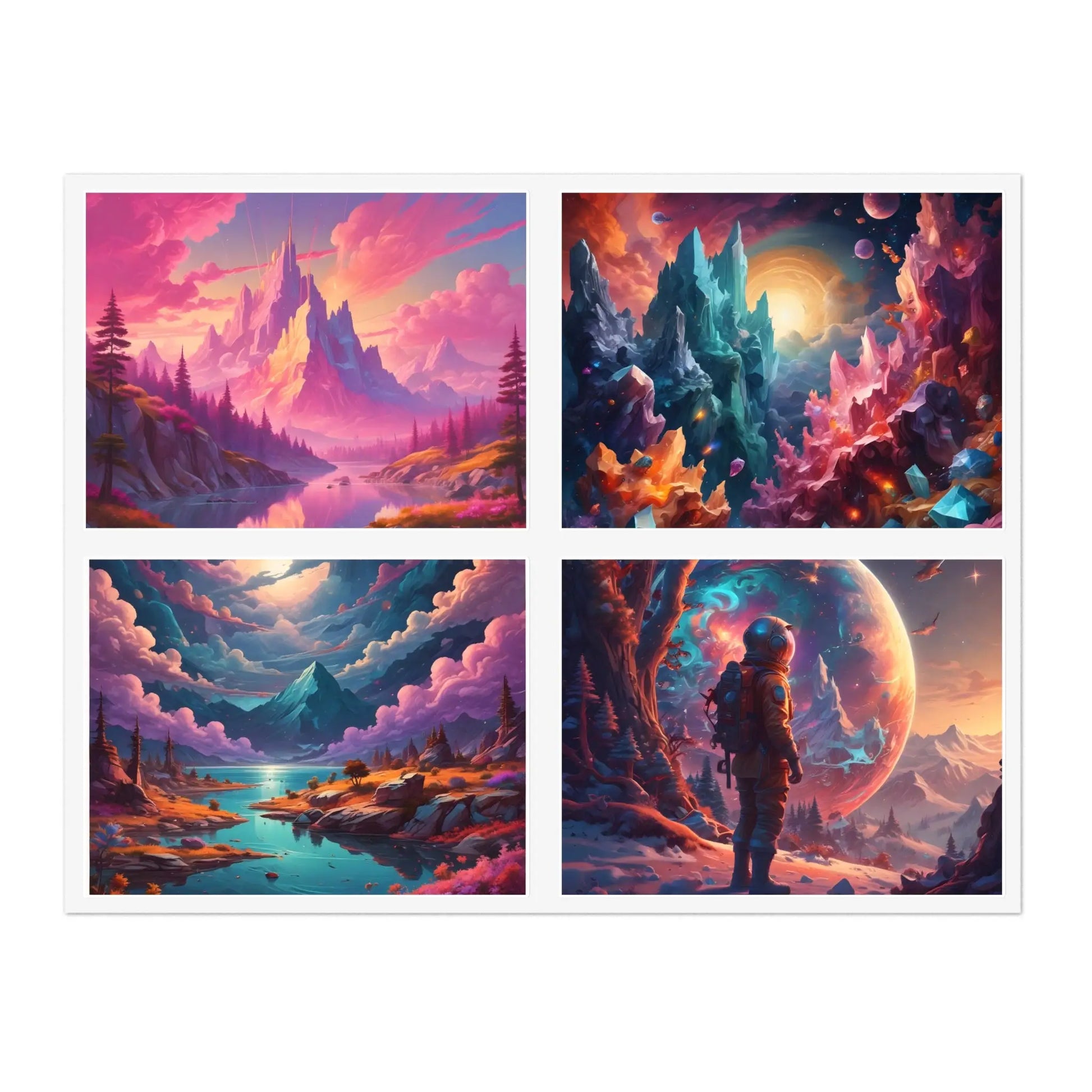 Cosmic Dreamer Sticker Sheets | Space Art Decor Astronaut & Mountain Stickers Planner Accessories Gift for Art Lovers
