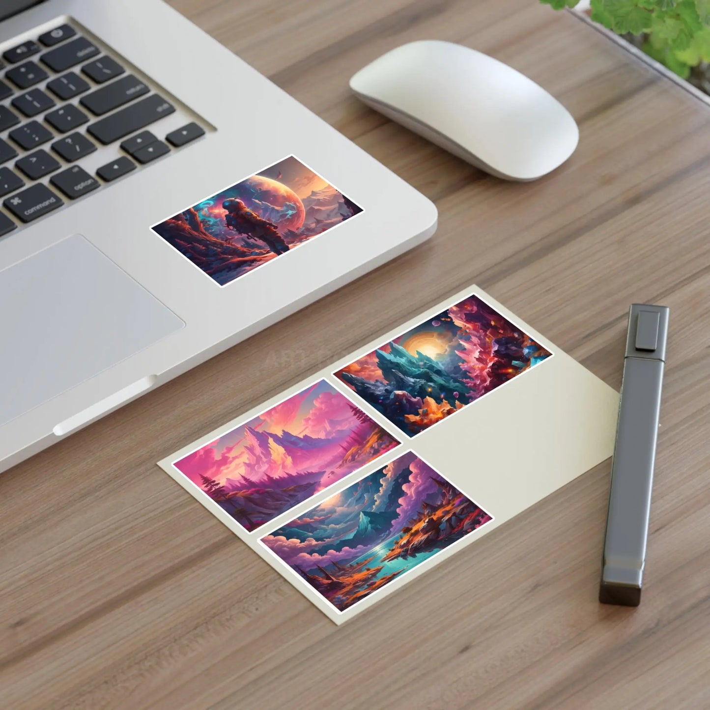 Cosmic Dreamer Sticker Sheets | Space Art Decor Astronaut & Mountain Stickers Planner Accessories Gift for Art Lovers