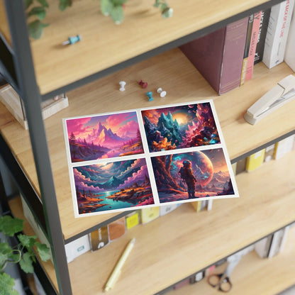 Cosmic Dreamer Sticker Sheets | Space Art Decor Astronaut & Mountain Stickers Planner Accessories Gift for Art Lovers