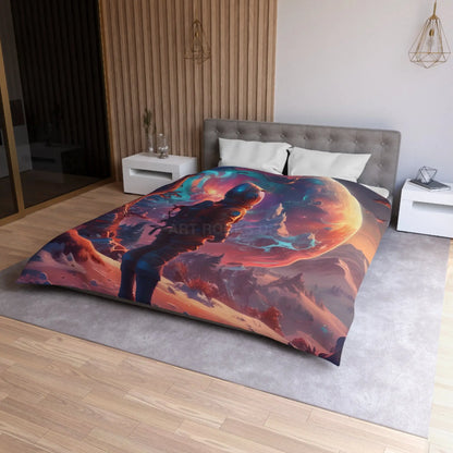 Cosmic Dreams Microfiber Duvet Cover - Space Art Bedroom Decor Astronaut Theme Unique Gift Galaxy Bedding - Home Decor