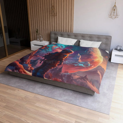 Cosmic Dreams Microfiber Duvet Cover - Space Art Bedroom Decor Astronaut Theme Unique Gift Galaxy Bedding - Home Decor