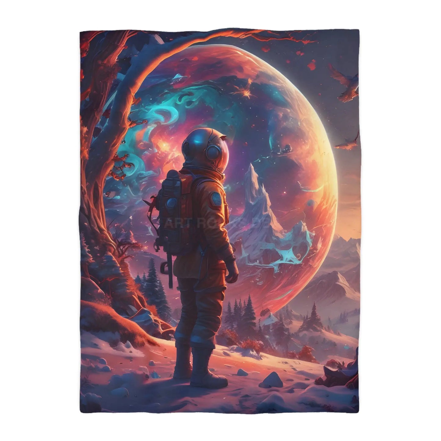 Cosmic Dreams Microfiber Duvet Cover - Space Art Bedroom Decor Astronaut Theme Unique Gift Galaxy Bedding - Twin XL