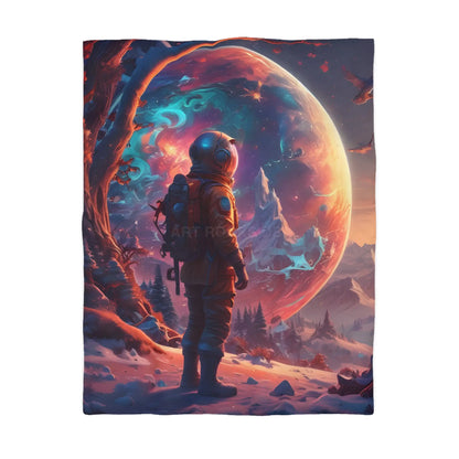 Cosmic Dreams Microfiber Duvet Cover - Space Art Bedroom Decor Astronaut Theme Unique Gift Galaxy Bedding - Twin