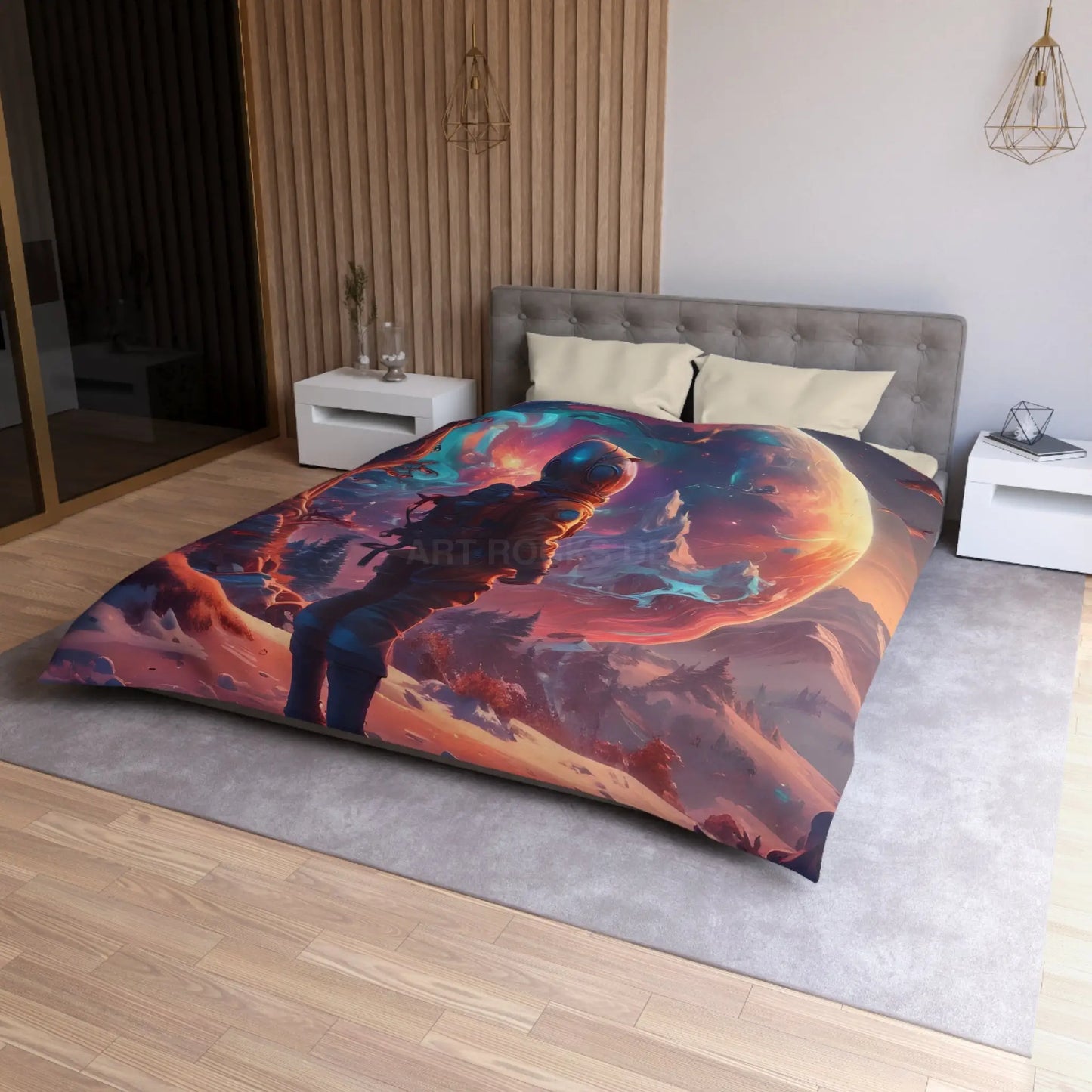 Cosmic Dreams Microfiber Duvet Cover - Space Art Bedroom Decor Astronaut Theme Unique Gift Galaxy Bedding - Home Decor