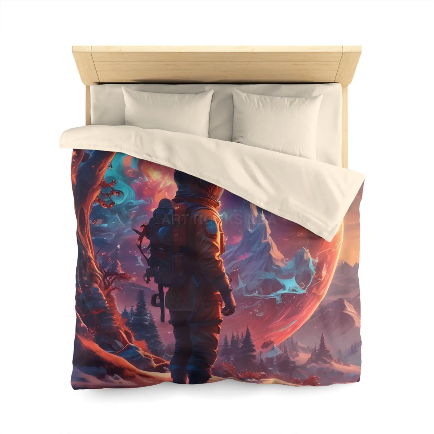 Cosmic Dreams Microfiber Duvet Cover - Space Art Bedroom Decor Astronaut Theme Unique Gift Galaxy Bedding - Home Decor