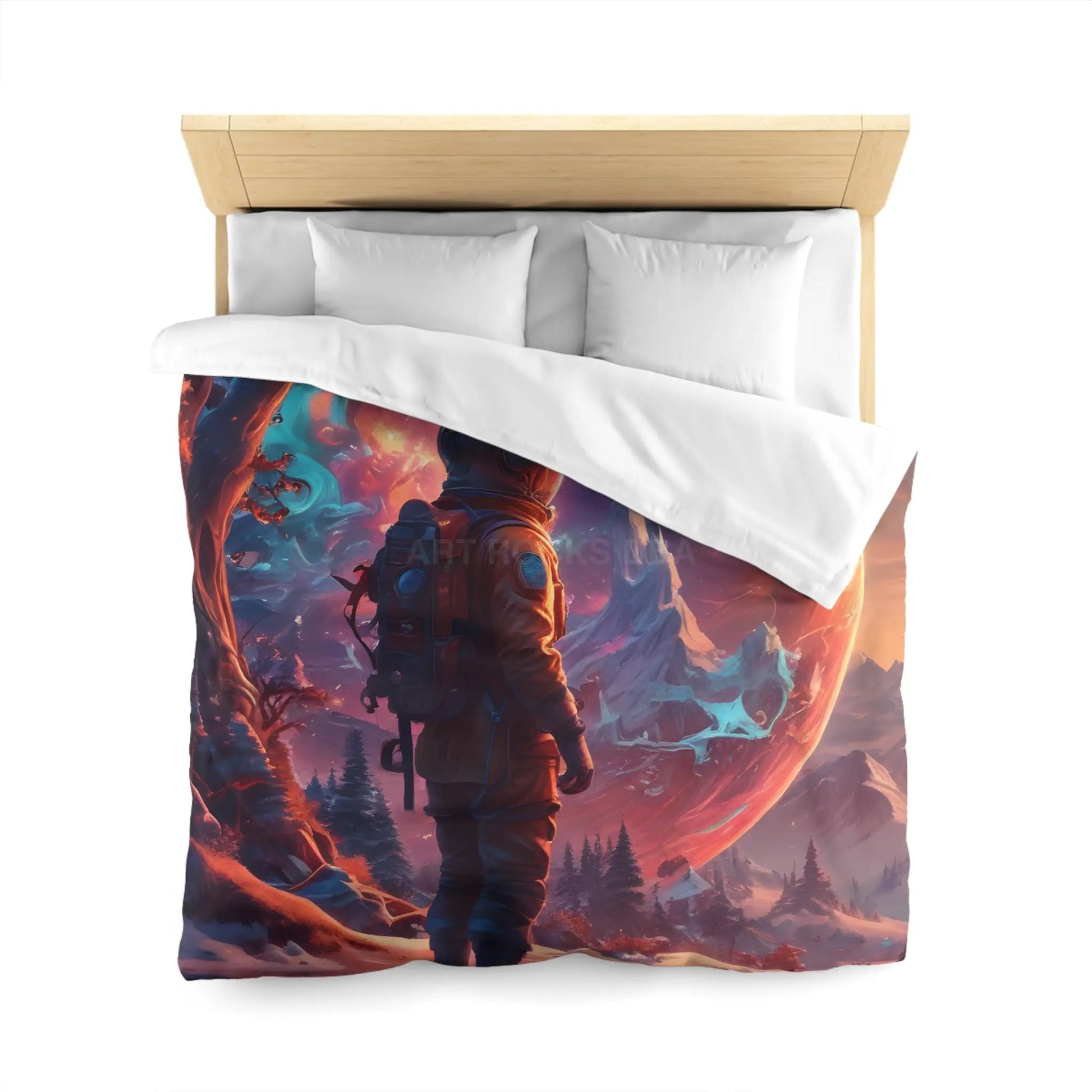 Cosmic Dreams Microfiber Duvet Cover - Space Art Bedroom Decor Astronaut Theme Unique Gift Galaxy Bedding - Home Decor