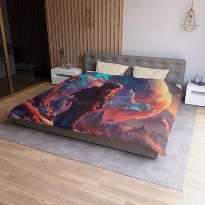 Cosmic Dreams Microfiber Duvet Cover - Space Art Bedroom Decor Astronaut Theme Unique Gift Galaxy Bedding - Home Decor