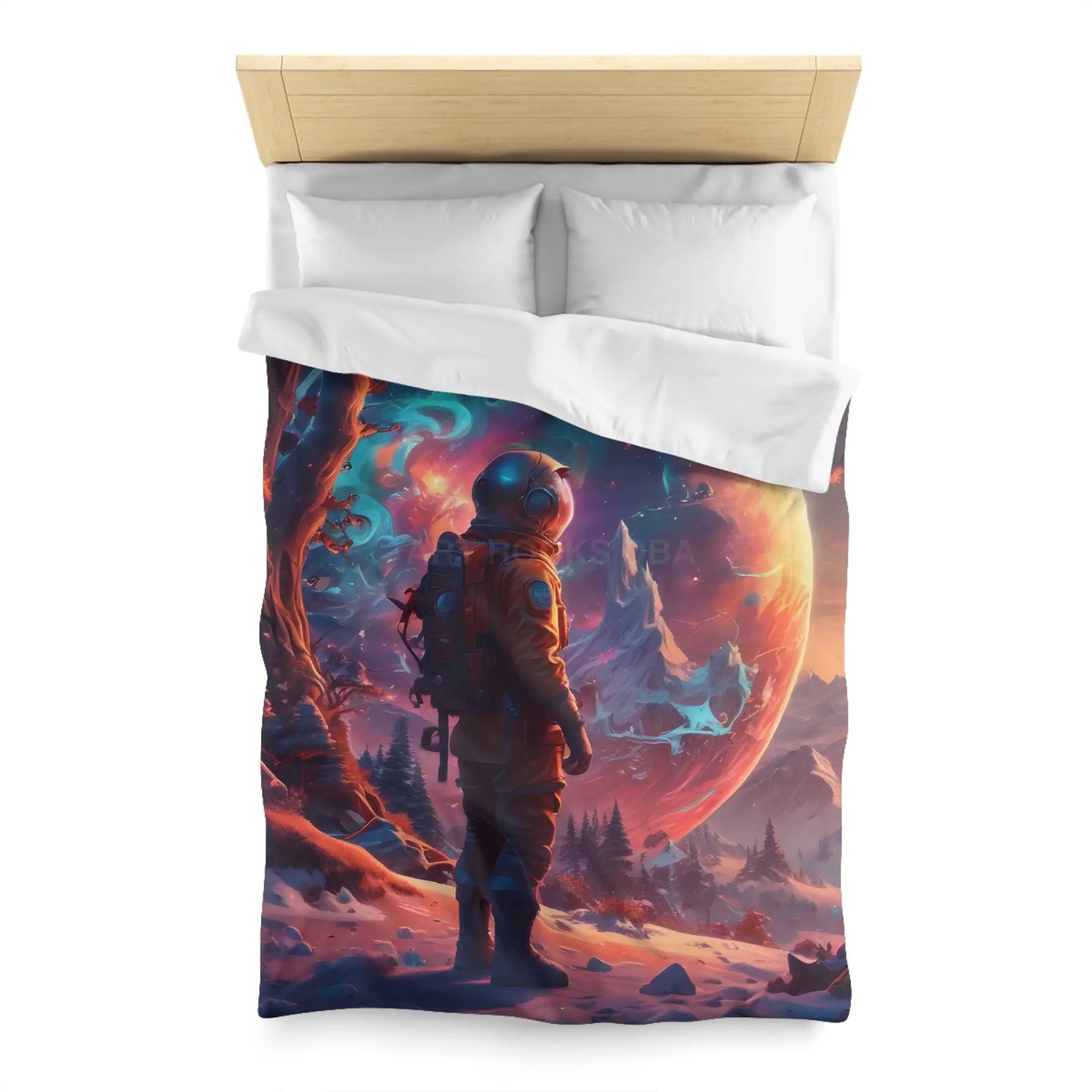 Cosmic Dreams Microfiber Duvet Cover - Space Art Bedroom Decor Astronaut Theme Unique Gift Galaxy Bedding - Home Decor