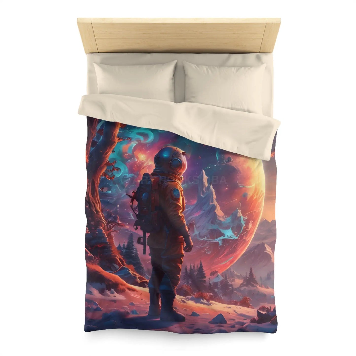 Cosmic Dreams Microfiber Duvet Cover - Space Art Bedroom Decor Astronaut Theme Unique Gift Galaxy Bedding - Home Decor
