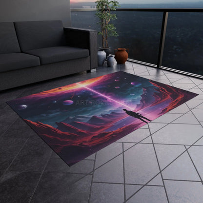 Cosmic Fantasy Outdoor Rug Vibrant Patio Mat Sci-Fi Decor for Gardens Unique Camping Accessory Space Art Home Decor