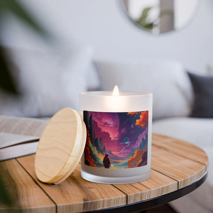 Cosmic Journey Candle — 11oz Frosted Glass Candle with Surreal Planet Landscape - Vanilla / 11oz - Home Decor