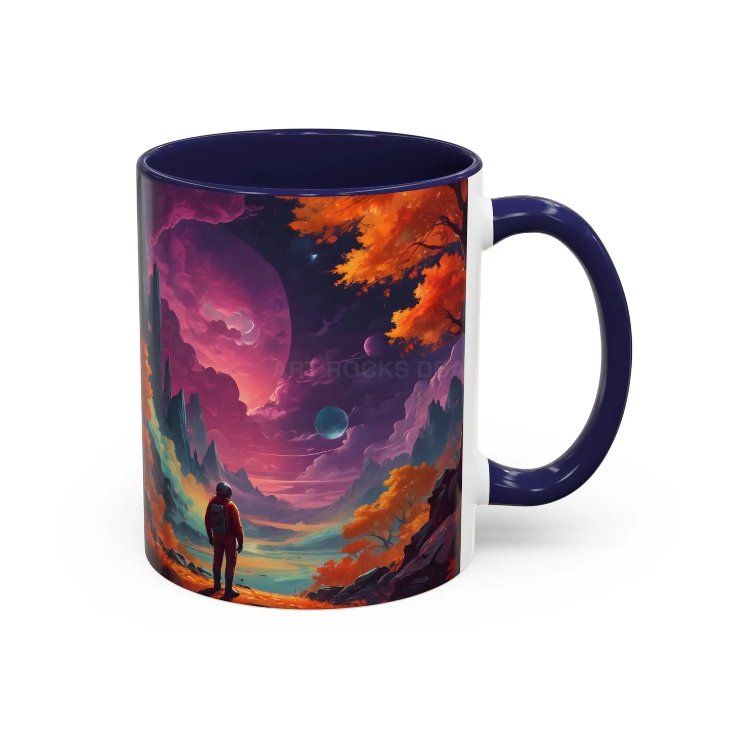 Cosmic Journey Coffee Mug — Surreal Space Landscape Accent Mug (11/15oz) - 11oz / Navy - Mug
