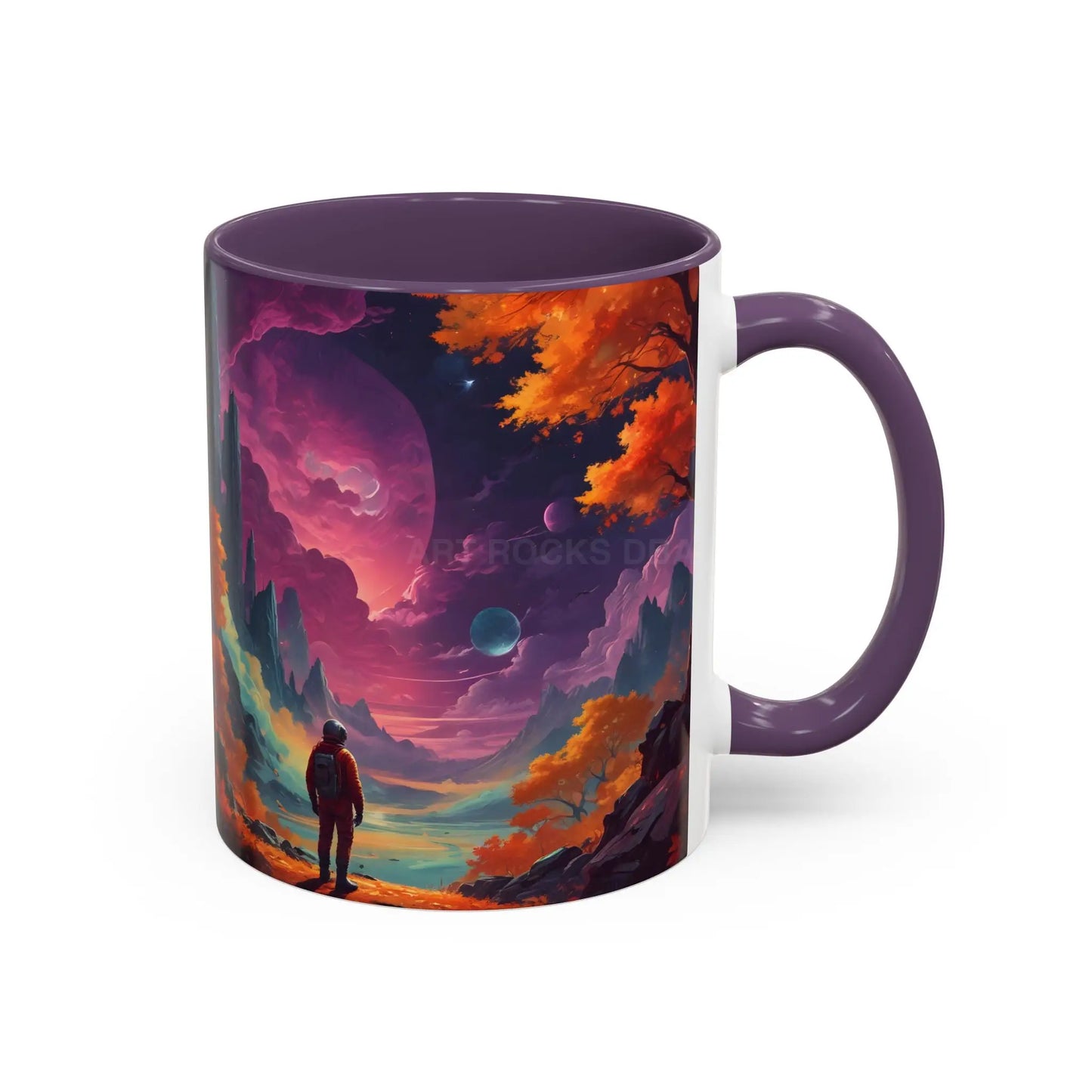 Cosmic Journey Coffee Mug — Surreal Space Landscape Accent Mug (11/15oz) - 11oz / Purple - Mug