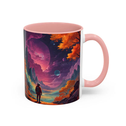 Cosmic Journey Coffee Mug — Surreal Space Landscape Accent Mug (11/15oz) - 11oz / Pink - Mug