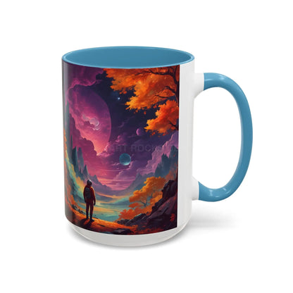 Cosmic Journey Coffee Mug — Surreal Space Landscape Accent Mug (11/15oz) - 15oz / Light Blue - Mug