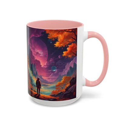 Cosmic Journey Coffee Mug — Surreal Space Landscape Accent Mug (11/15oz) - 15oz / Pink - Mug