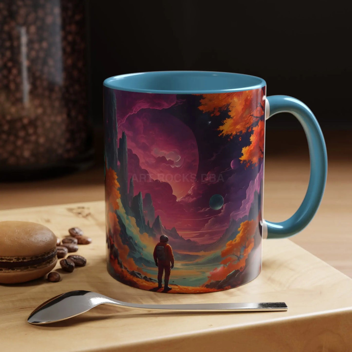 Cosmic Journey Coffee Mug — Surreal Space Landscape Accent Mug (11/15oz) - 11oz / Light Blue - Mug