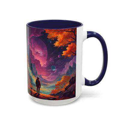 Cosmic Journey Coffee Mug — Surreal Space Landscape Accent Mug (11/15oz) - 15oz / Navy - Mug
