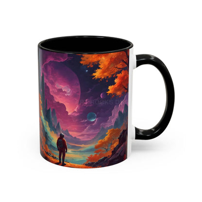Cosmic Journey Coffee Mug — Surreal Space Landscape Accent Mug (11/15oz) - 11oz / Black - Mug
