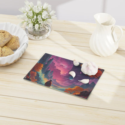 Cosmic Journey Cutting Board — Vibrant Astronaut Landscape Kitchen Board - Home Decor