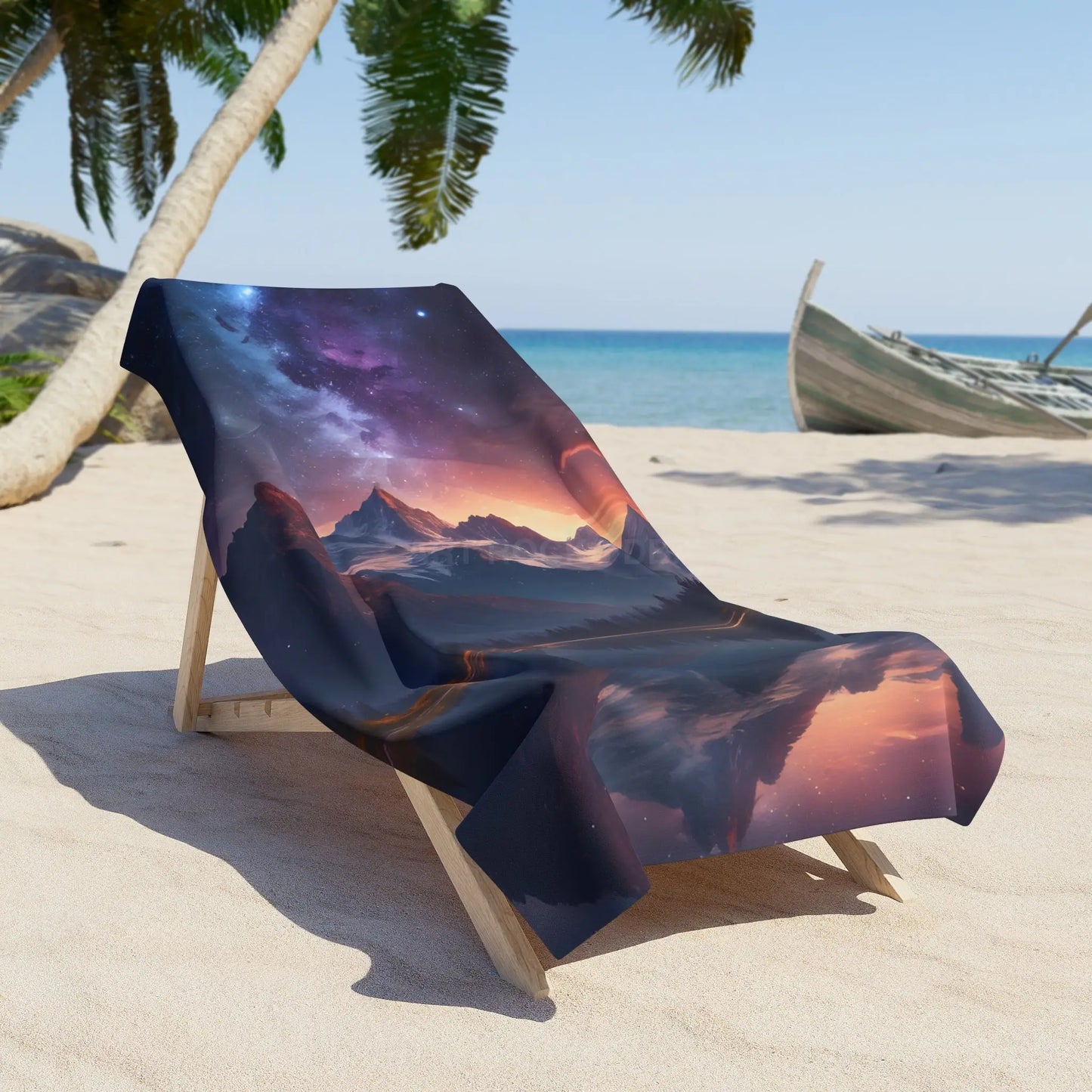 Cosmic Mountain Lake Beach Towel - Home Decor