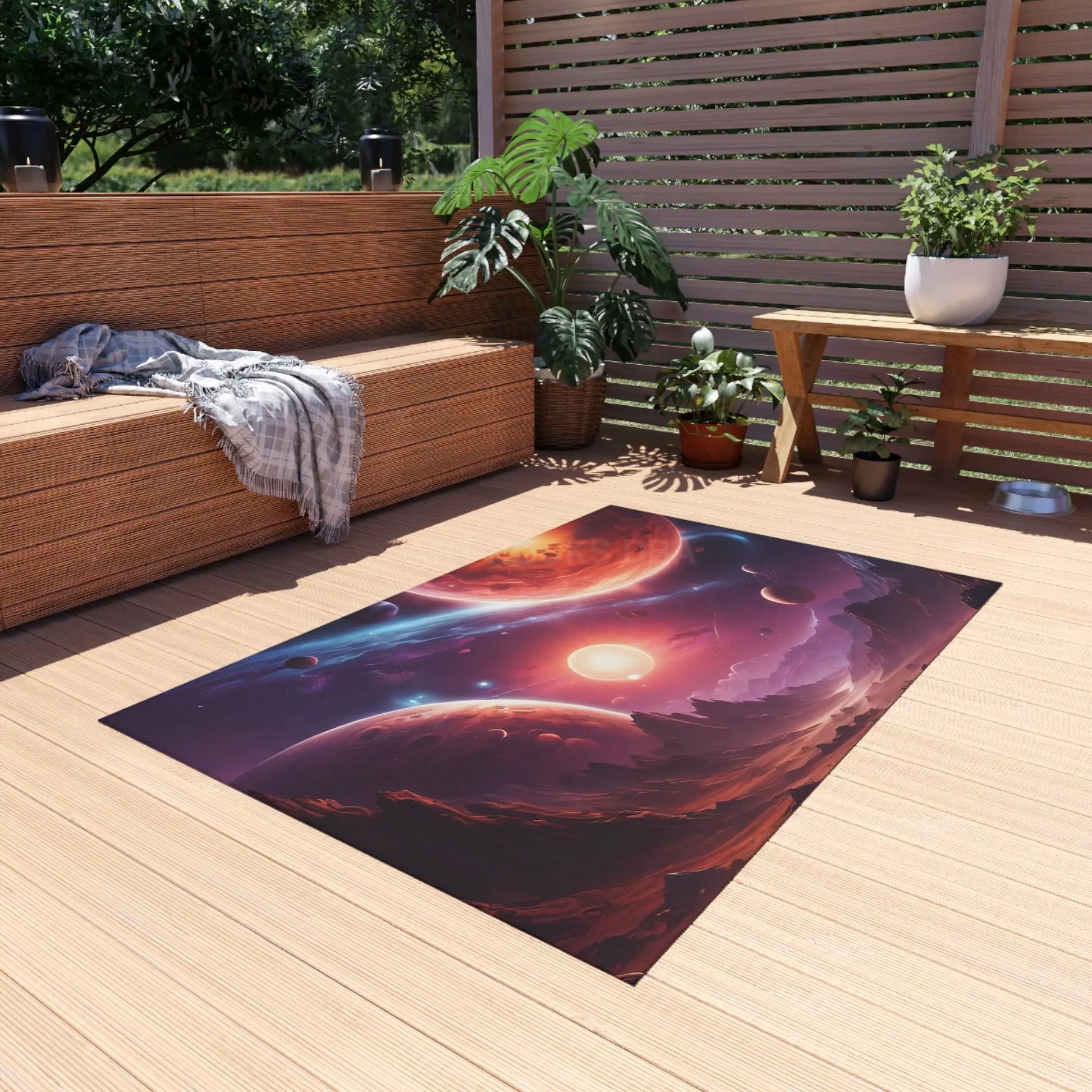 Cosmic Outdoor Rug Galaxy Patio Mat Space Themed Rug Bohemian Outdoor Decor Camping Area Rug - Home Decor