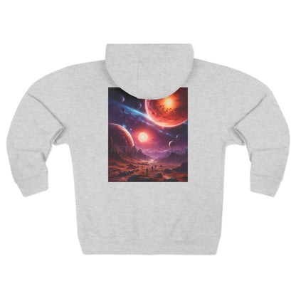 Cosmic Planet Zip-Up Hoodie - XS / Heather Grey - Hoodie