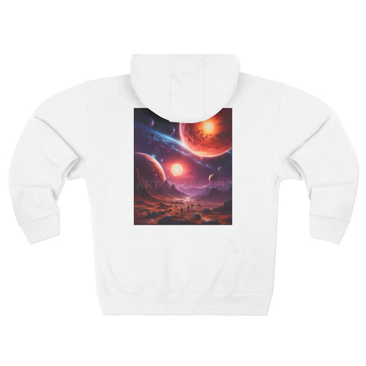Cosmic Planet Zip-Up Hoodie - XS / White - Hoodie
