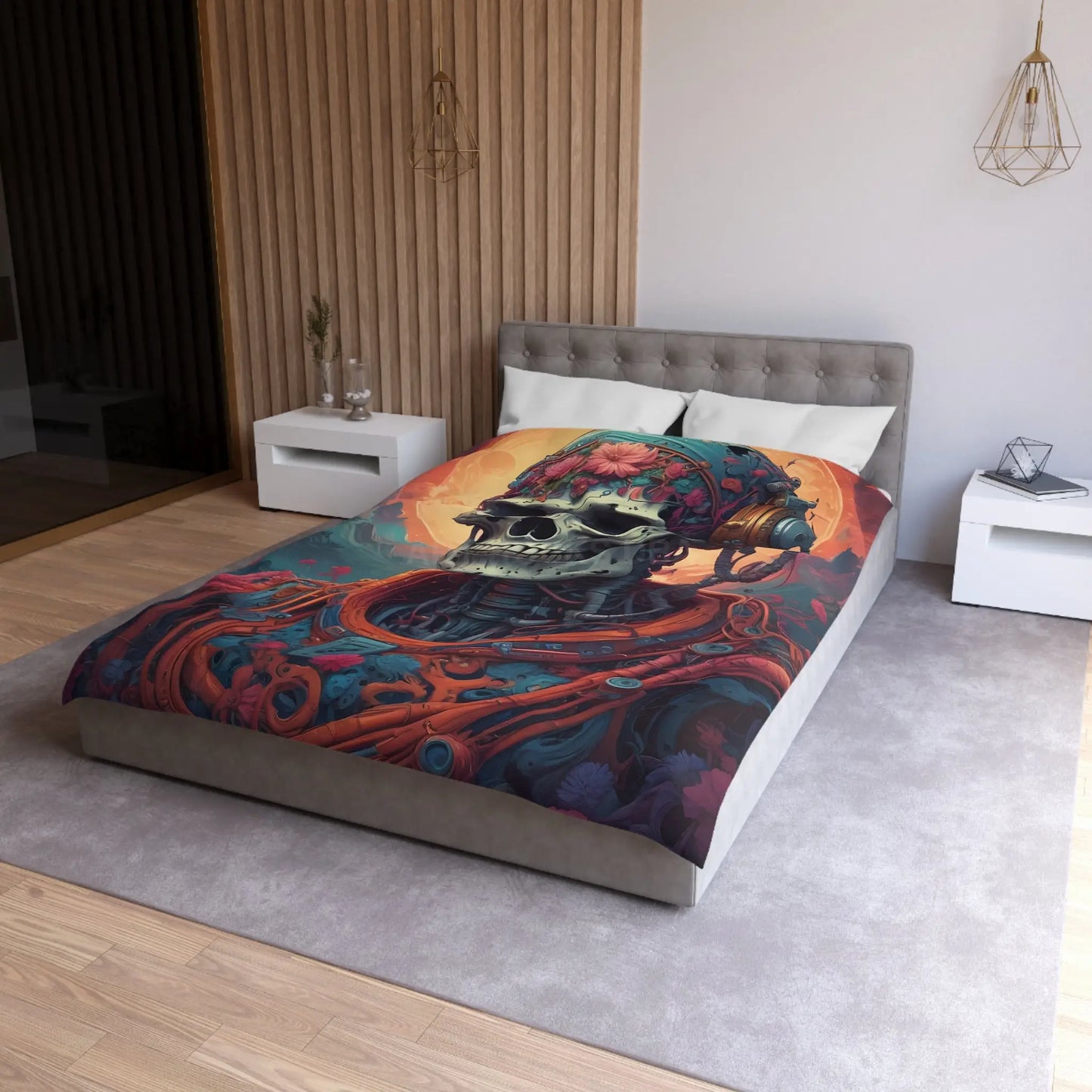 Cosmic Skeleton Microfiber Duvet Cover - Home Decor